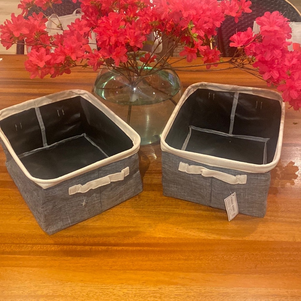 NWT Target Gray Foldable Storage Bin with Handles (2)